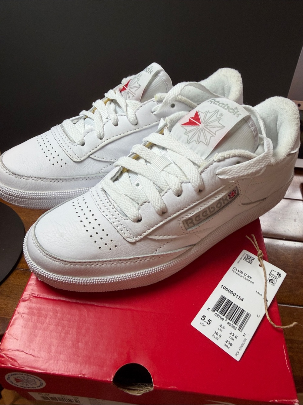Reebok Club C 85 White Sheer Grey Sneakers Men’s Size 5.5